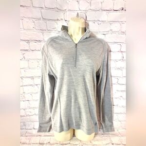 Smartwool Womens Heather Grey Merino Wool Pullover Heather Grey Zip M